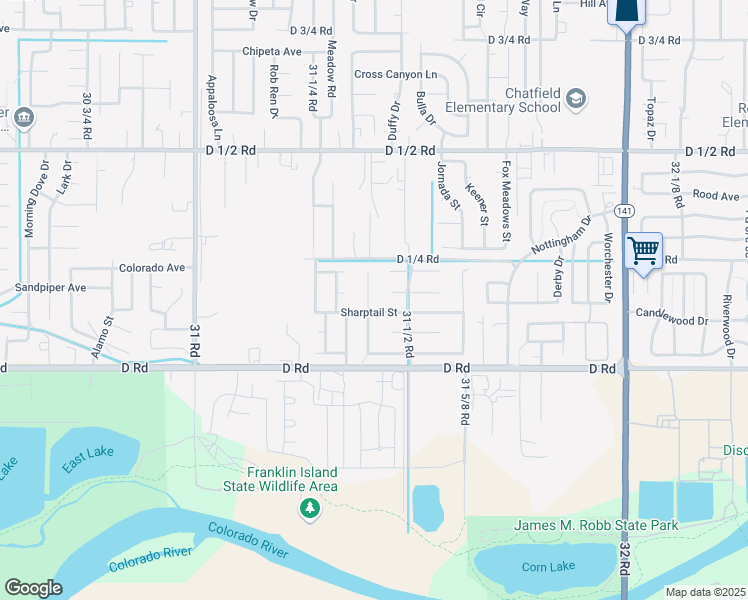 map of restaurants, bars, coffee shops, grocery stores, and more near 412 Pintail Avenue in Grand Junction