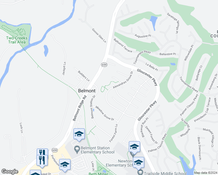 map of restaurants, bars, coffee shops, grocery stores, and more near 19935 Alexandras Grove Drive in Ashburn