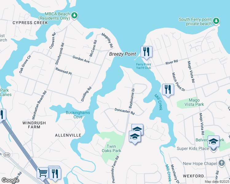 map of restaurants, bars, coffee shops, grocery stores, and more near 201 Nomini Drive in Arnold