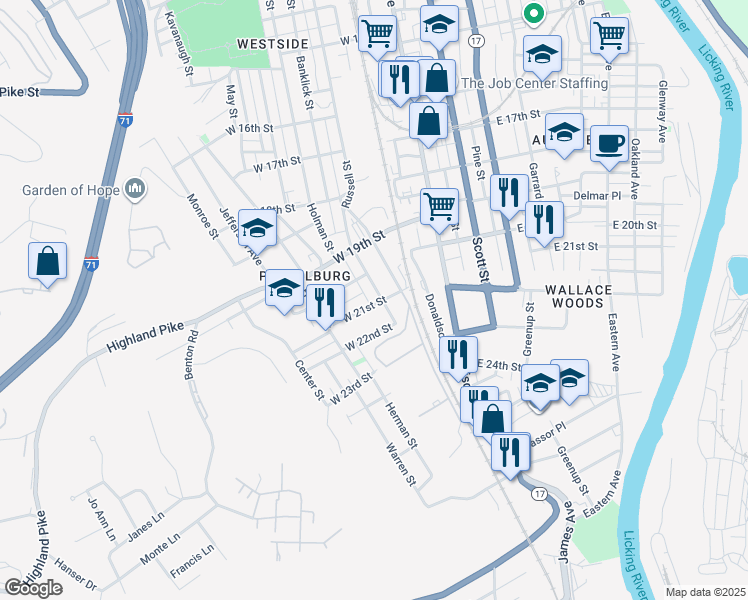 map of restaurants, bars, coffee shops, grocery stores, and more near in Covington