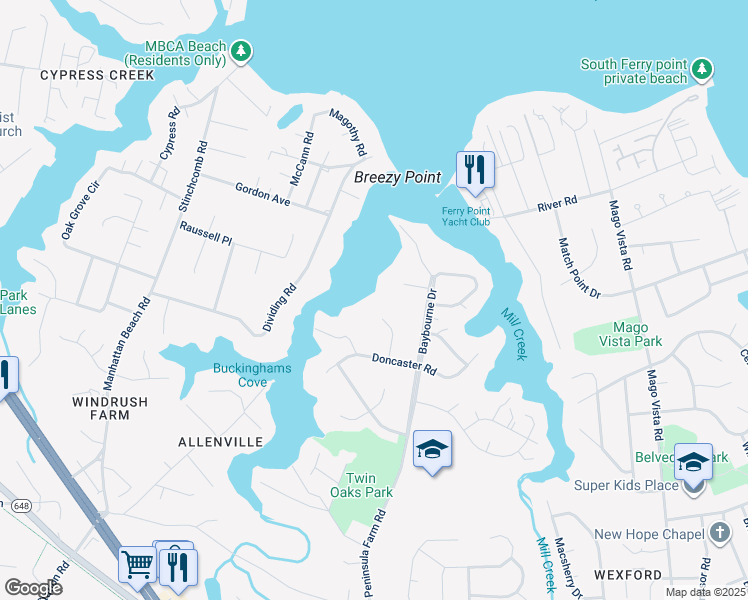map of restaurants, bars, coffee shops, grocery stores, and more near 201 Nomini Drive in Arnold