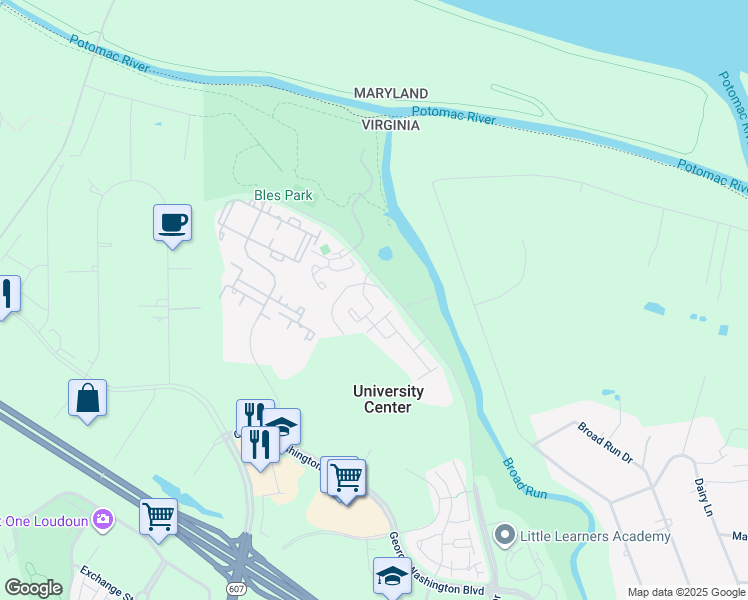 map of restaurants, bars, coffee shops, grocery stores, and more near 19896 Fieldgrass Square in Ashburn