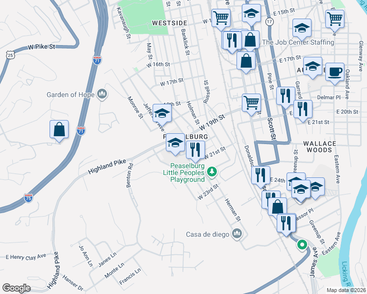 map of restaurants, bars, coffee shops, grocery stores, and more near 2005 Howell Street in Covington