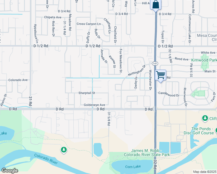 map of restaurants, bars, coffee shops, grocery stores, and more near 404 Wood Duck Court in Grand Junction