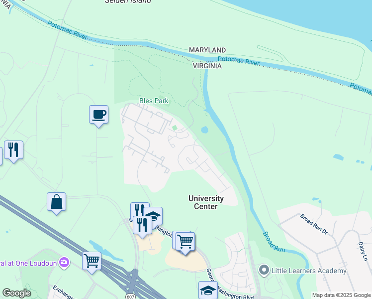 map of restaurants, bars, coffee shops, grocery stores, and more near 19902 Upland Terrace in Ashburn