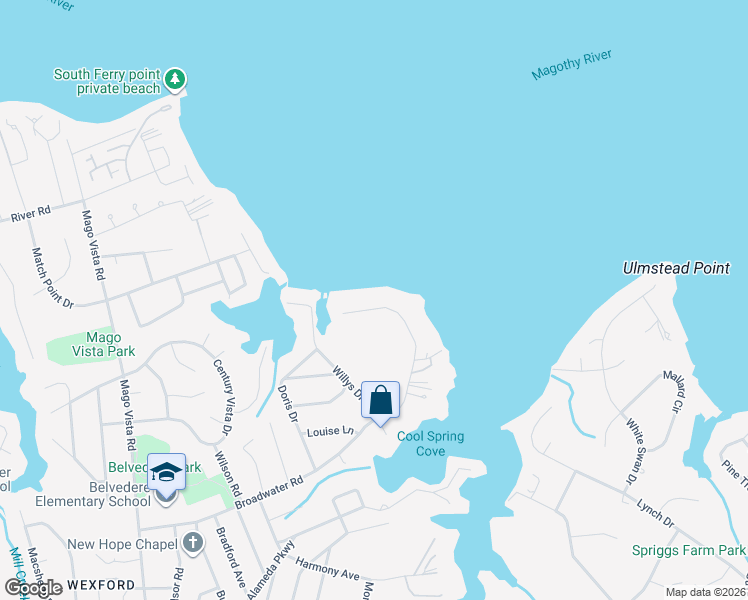 map of restaurants, bars, coffee shops, grocery stores, and more near 561 Broadwater Road in Arnold