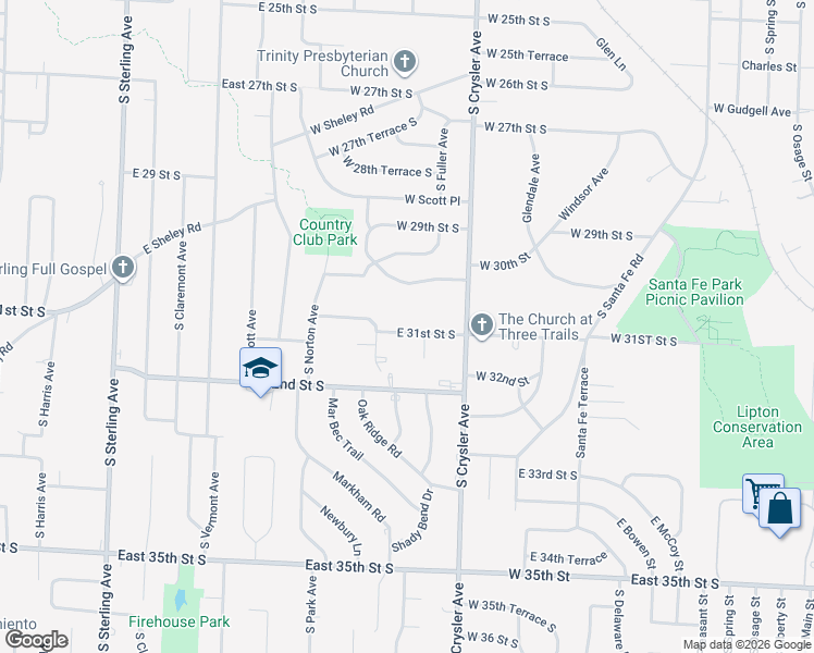 map of restaurants, bars, coffee shops, grocery stores, and more near 12120 East 31st Street South in Independence