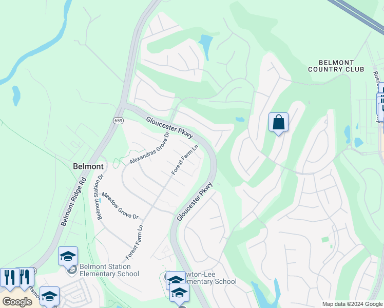 map of restaurants, bars, coffee shops, grocery stores, and more near 43337 Julie Martin Court in Ashburn