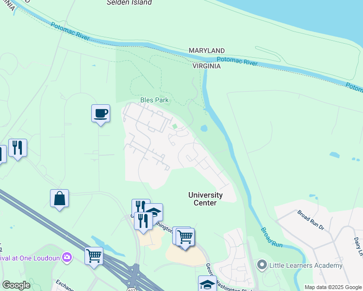 map of restaurants, bars, coffee shops, grocery stores, and more near 19903 Upland Terrace in Ashburn