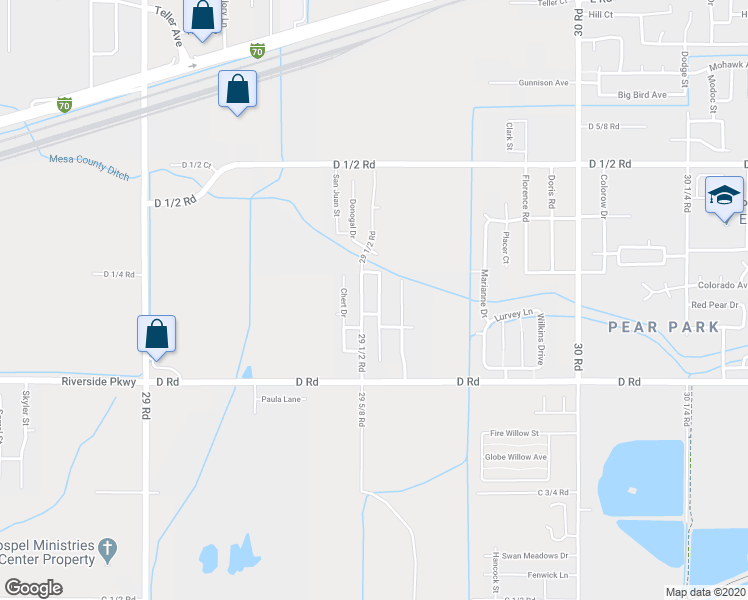 map of restaurants, bars, coffee shops, grocery stores, and more near 419 Bear Dance Drive in Grand Junction