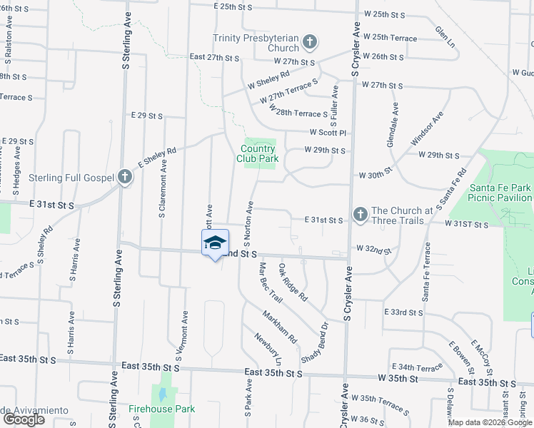 map of restaurants, bars, coffee shops, grocery stores, and more near 11702 East 30th Terrace South in Independence