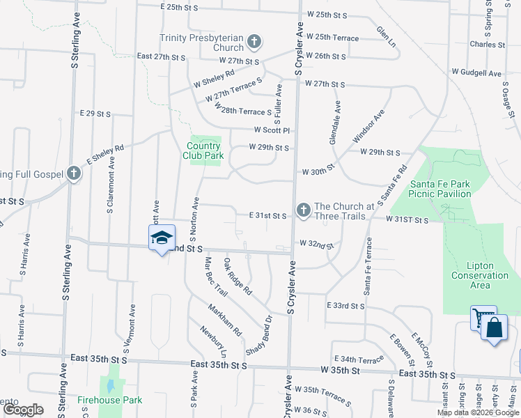 map of restaurants, bars, coffee shops, grocery stores, and more near 12120 East 31st Street South in Independence