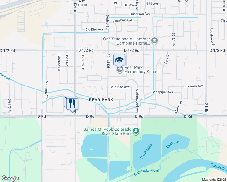 map of restaurants, bars, coffee shops, grocery stores, and more near 3027-3029 Colorado Avenue in Grand Junction