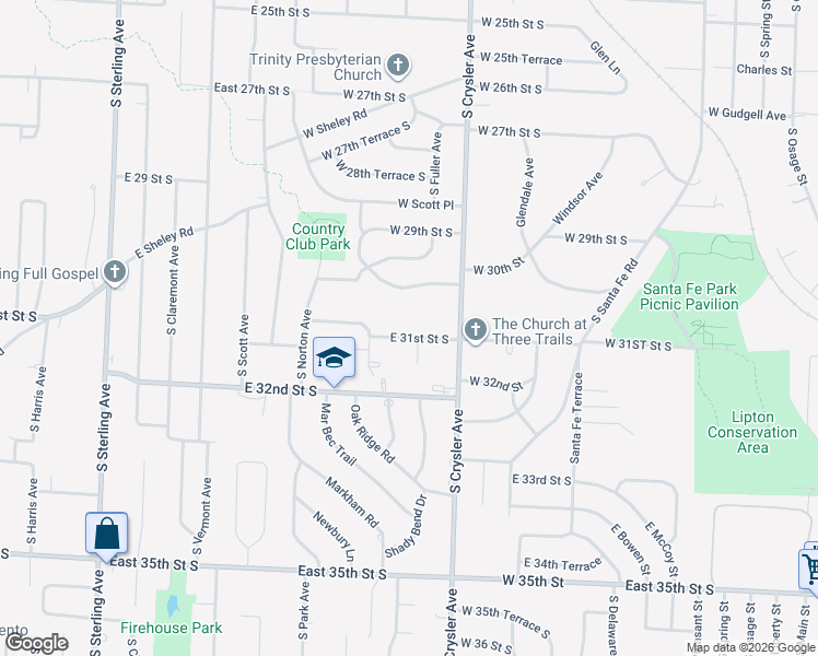 map of restaurants, bars, coffee shops, grocery stores, and more near 12120 East 31st Street South in Independence