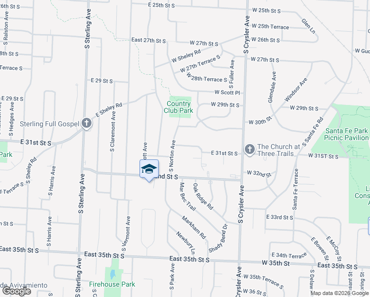 map of restaurants, bars, coffee shops, grocery stores, and more near 11702 East 30th Terrace South in Independence