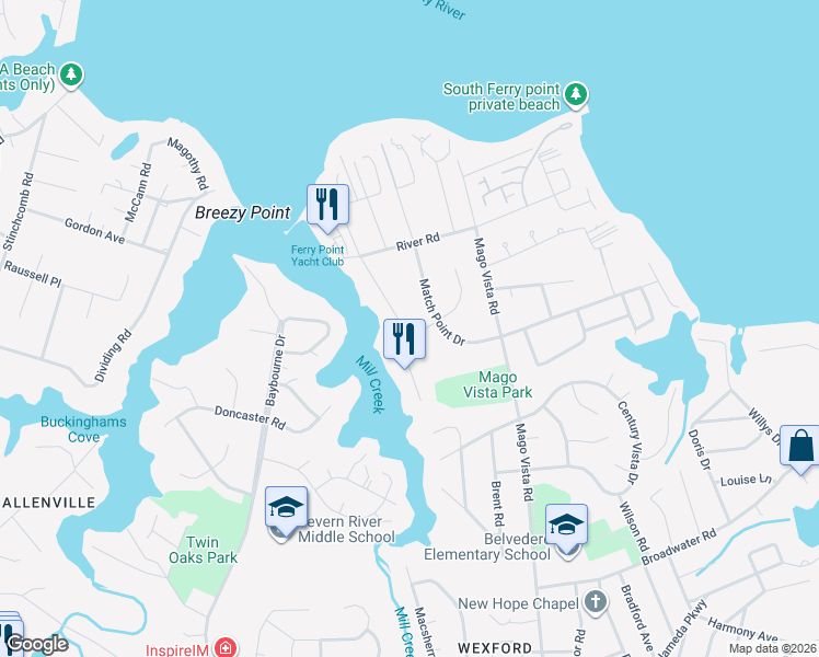 map of restaurants, bars, coffee shops, grocery stores, and more near 835 Mill Creek Road in Arnold