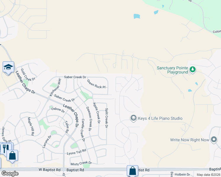 map of restaurants, bars, coffee shops, grocery stores, and more near 55 Saber Creek Drive in Monument