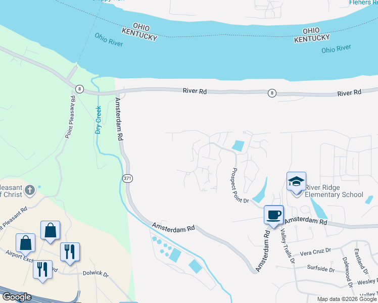 map of restaurants, bars, coffee shops, grocery stores, and more near 924 Dry Valley Court in Villa Hills