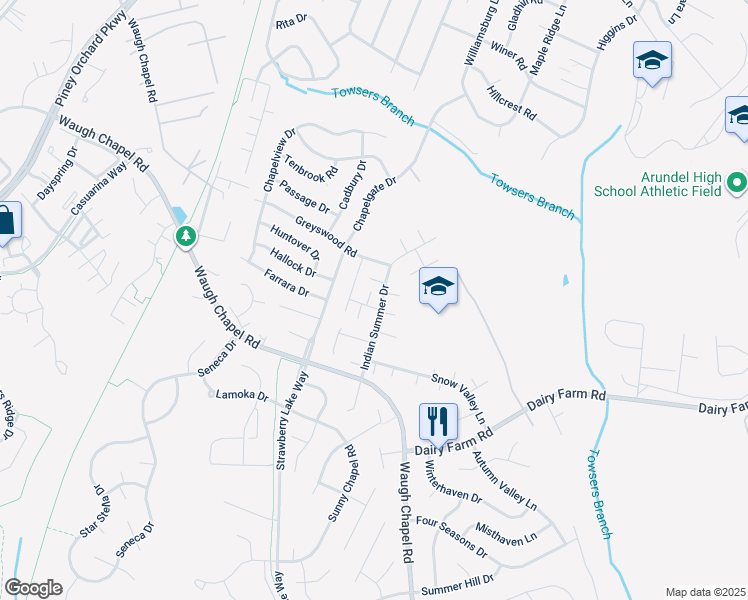 map of restaurants, bars, coffee shops, grocery stores, and more near 833 Cinnamon Court in Odenton