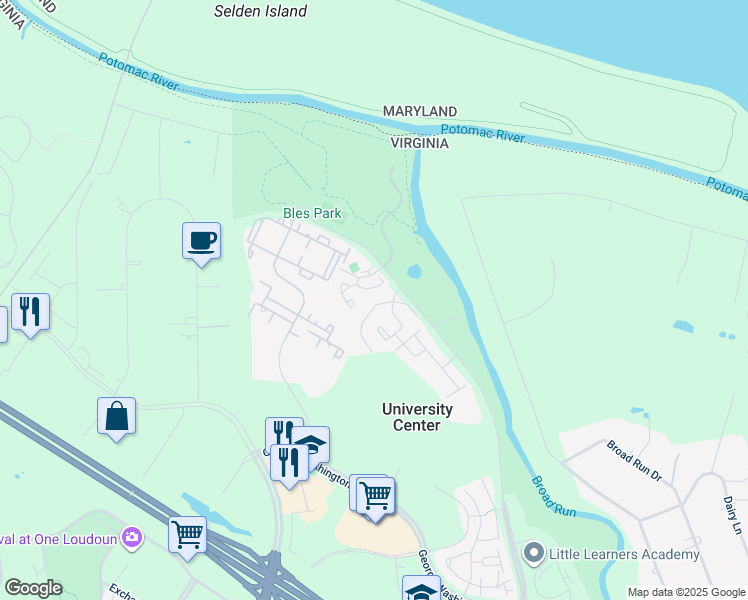 map of restaurants, bars, coffee shops, grocery stores, and more near 19895 Upland Terrace in Ashburn