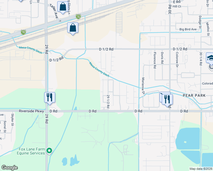 map of restaurants, bars, coffee shops, grocery stores, and more near 422 29 1/2 Road in Grand Junction
