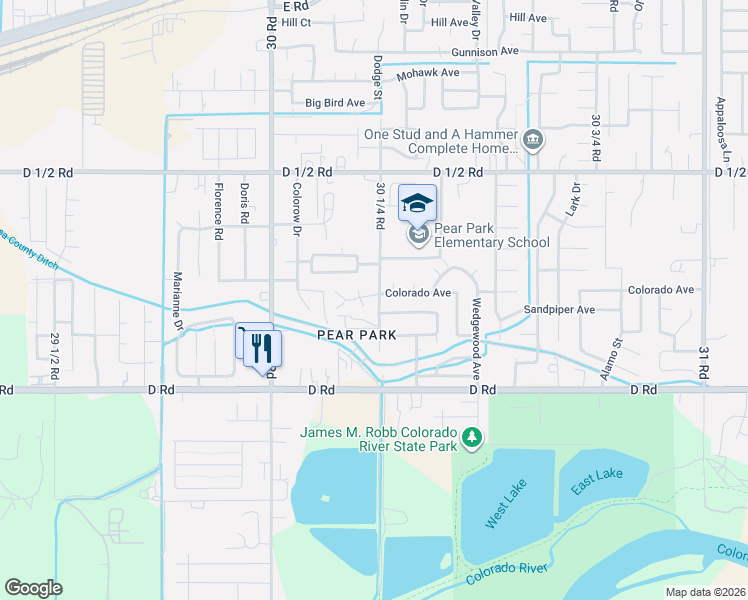 map of restaurants, bars, coffee shops, grocery stores, and more near 3023 1/2 Colorado Avenue in Grand Junction