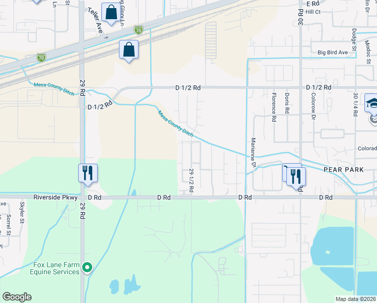 map of restaurants, bars, coffee shops, grocery stores, and more near 422 29 1/2 Road in Grand Junction