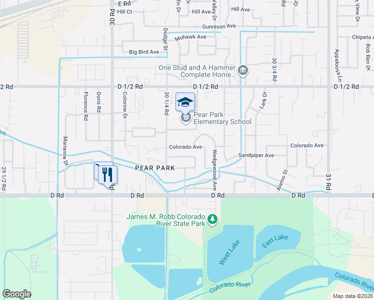 map of restaurants, bars, coffee shops, grocery stores, and more near 3027-3029 Colorado Avenue in Grand Junction