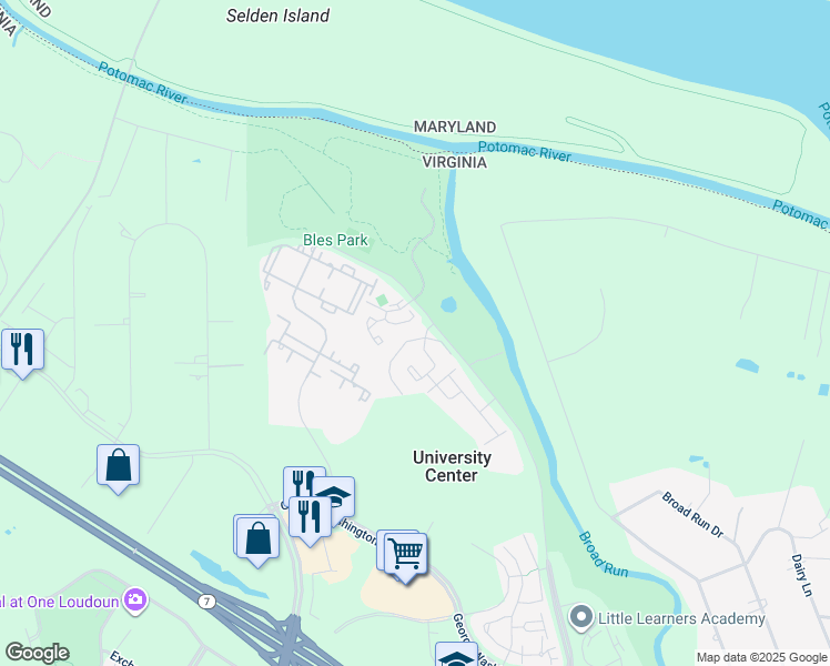 map of restaurants, bars, coffee shops, grocery stores, and more near 19883 Upland Terrace in Ashburn