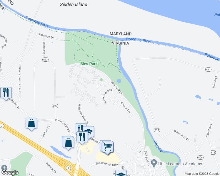 map of restaurants, bars, coffee shops, grocery stores, and more near 19883 Upland Terrace in Ashburn