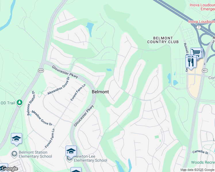 map of restaurants, bars, coffee shops, grocery stores, and more near 19879 Naples Lakes Terrace in Ashburn