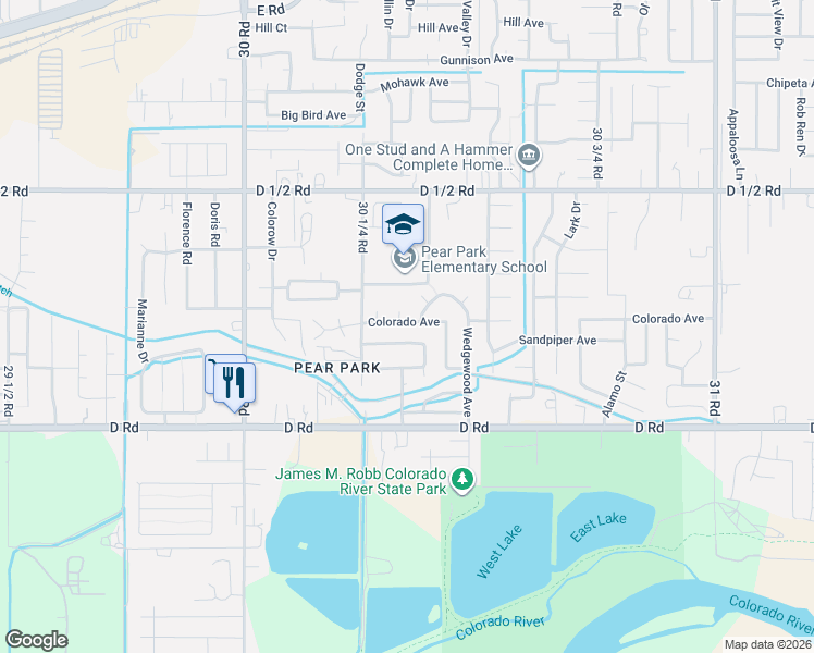 map of restaurants, bars, coffee shops, grocery stores, and more near 3027-3029 Colorado Avenue in Grand Junction