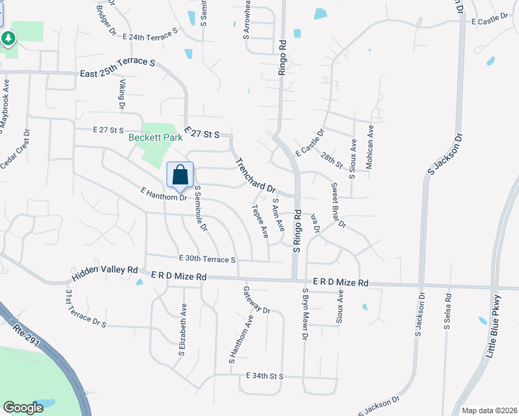 map of restaurants, bars, coffee shops, grocery stores, and more near 2901 Tepee Avenue in Independence