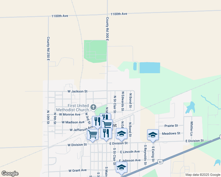 map of restaurants, bars, coffee shops, grocery stores, and more near 605 N Main St in Altamont