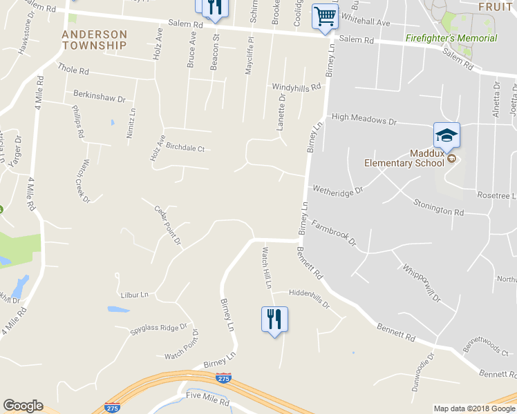 map of restaurants, bars, coffee shops, grocery stores, and more near 793 Watch Point Drive in Cincinnati