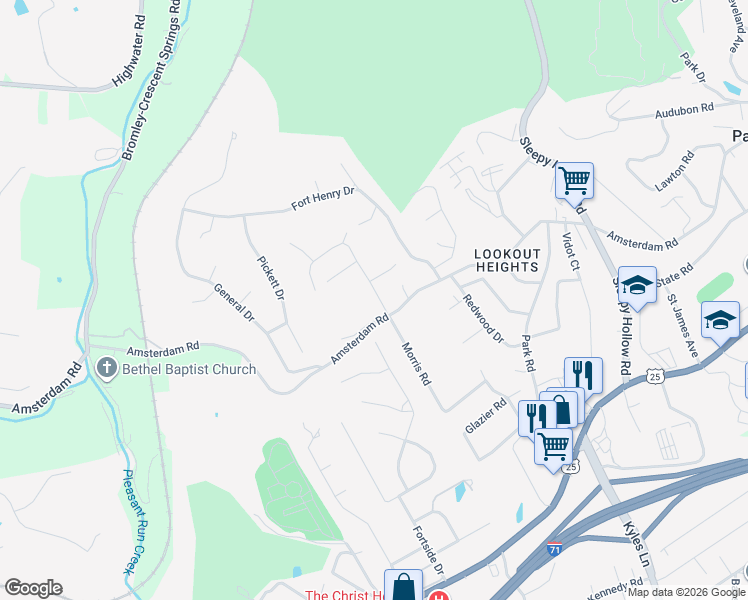 map of restaurants, bars, coffee shops, grocery stores, and more near 395 Morris Road in Fort Wright