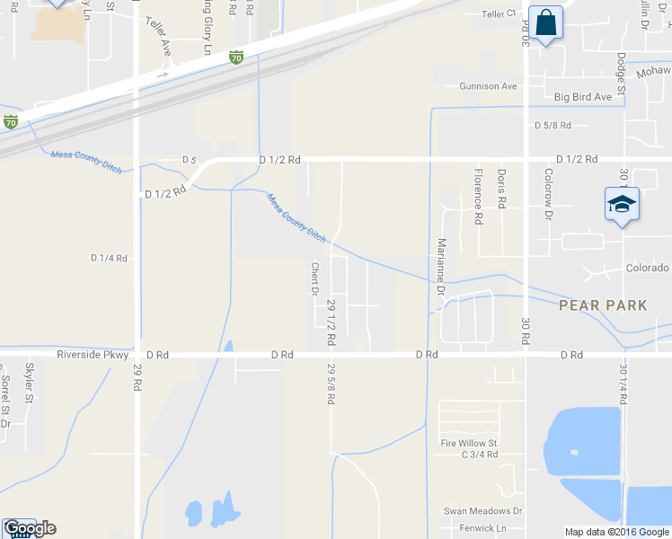 map of restaurants, bars, coffee shops, grocery stores, and more near 422 29 1/2 Road in Grand Junction