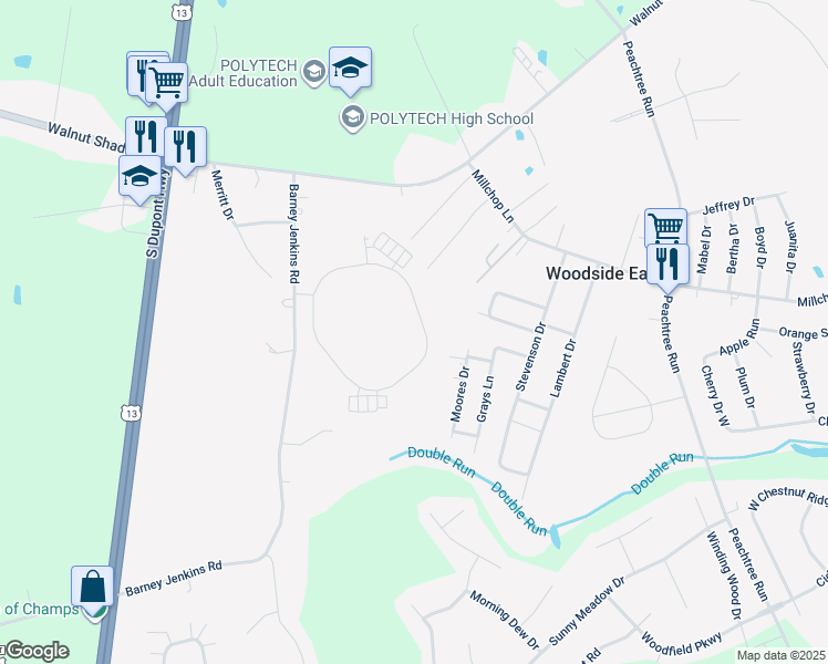 map of restaurants, bars, coffee shops, grocery stores, and more near 459 Currant Circle in Felton