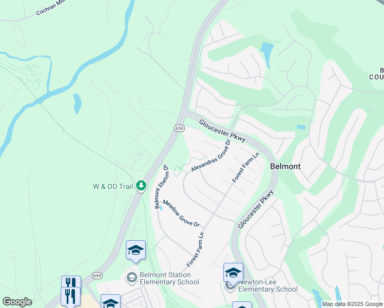 map of restaurants, bars, coffee shops, grocery stores, and more near 43213 Lindsay Marie Drive in Ashburn