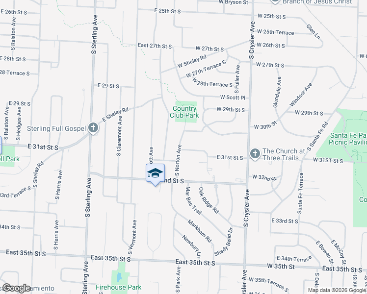 map of restaurants, bars, coffee shops, grocery stores, and more near 11702 East 30th Terrace South in Independence