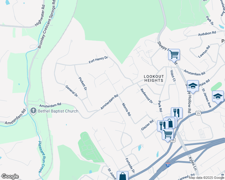 map of restaurants, bars, coffee shops, grocery stores, and more near 395 Morris Road in Fort Wright