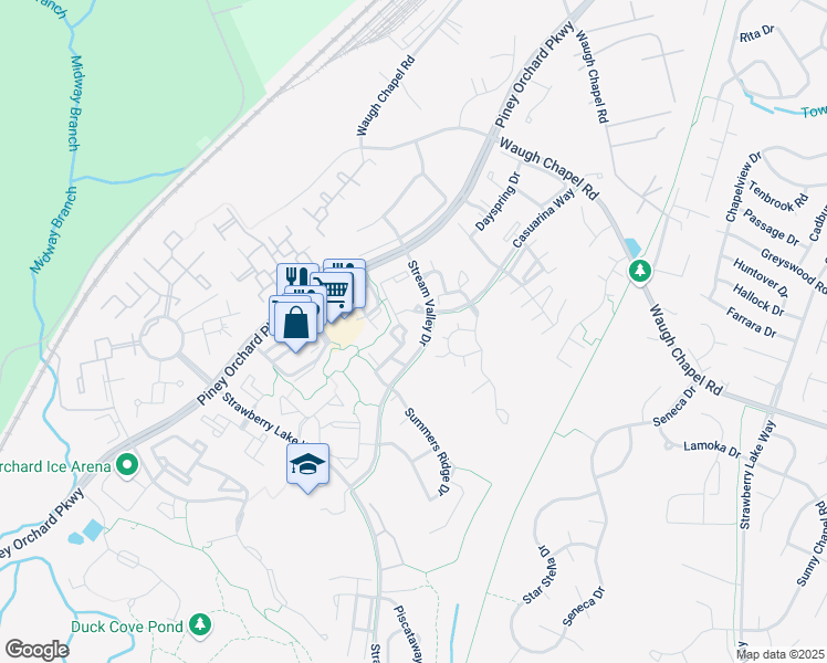 map of restaurants, bars, coffee shops, grocery stores, and more near 715 Linden Grove Place in Odenton