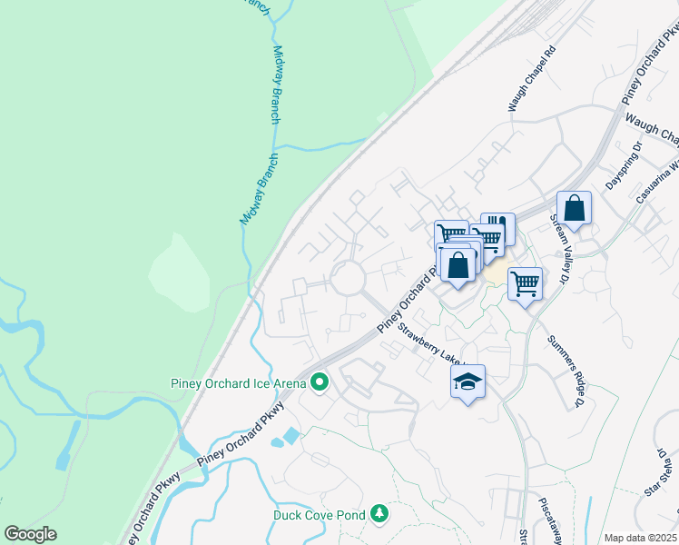 map of restaurants, bars, coffee shops, grocery stores, and more near 2501 Strawberry Lake Way in Odenton