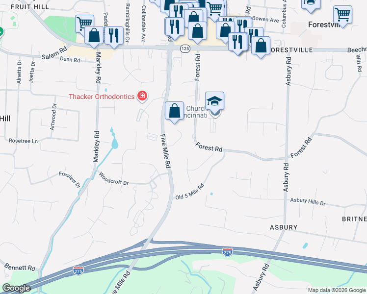 map of restaurants, bars, coffee shops, grocery stores, and more near 800 Eaglesknoll Court in Cincinnati