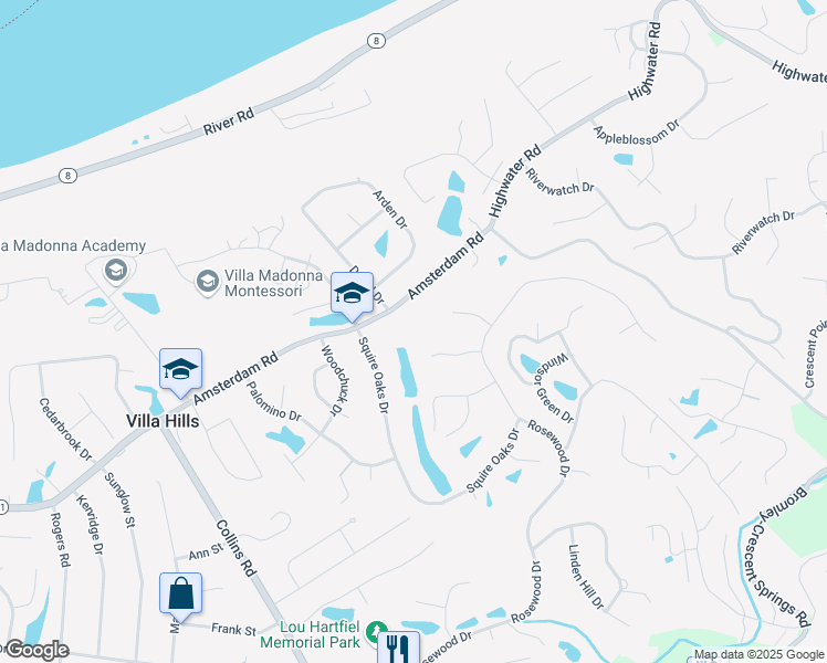 map of restaurants, bars, coffee shops, grocery stores, and more near 810 Windgate Court in Villa Hills