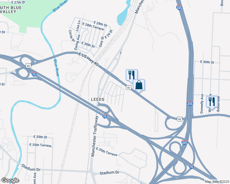 map of restaurants, bars, coffee shops, grocery stores, and more near 3208 Crystal Avenue in Kansas City