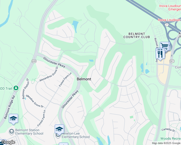 map of restaurants, bars, coffee shops, grocery stores, and more near 19875 Naples Lakes Terrace in Ashburn