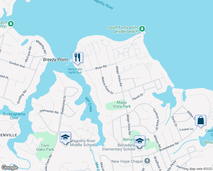 map of restaurants, bars, coffee shops, grocery stores, and more near 763 Match Point Drive in Arnold