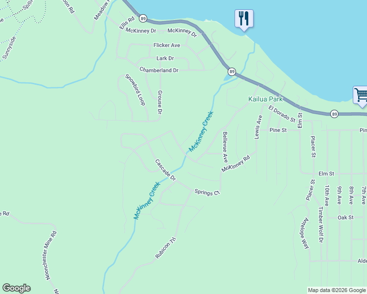 map of restaurants, bars, coffee shops, grocery stores, and more near 6473 Mckinney Creek Road in Tahoma