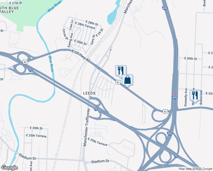 map of restaurants, bars, coffee shops, grocery stores, and more near 3208 Crystal Avenue in Kansas City